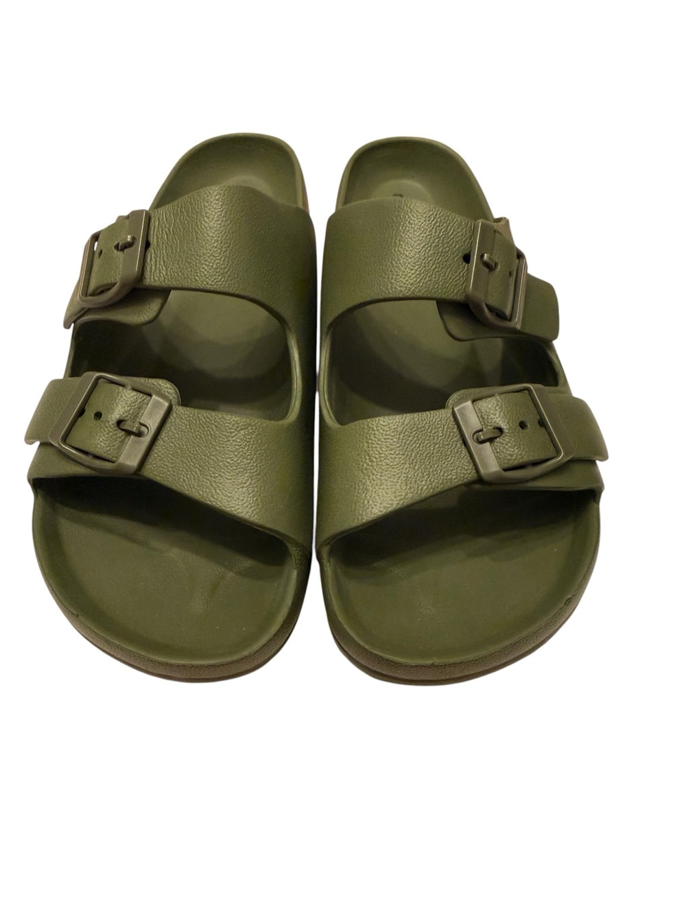 Maurices Olive Green Double-Buckle Slide Sandals - Picture 2 of 5